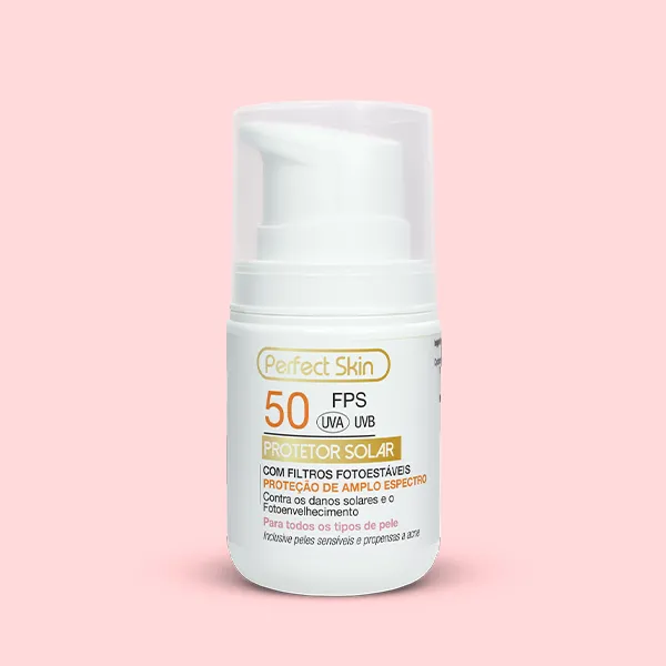 Verso da embalagem do Perfect Skin 50 FPS com a informação de rotulagem